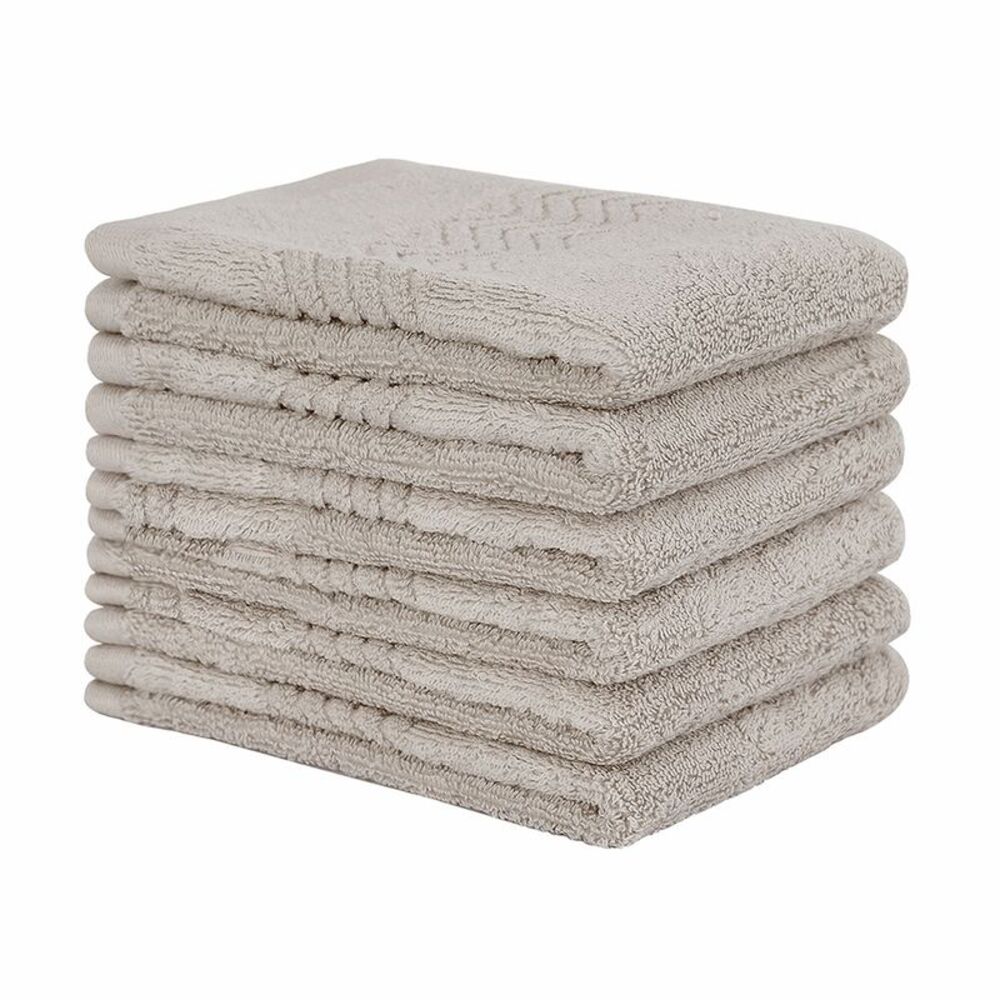 6pcs Washcloth Soft Absorbent Cotton Bath Towel for Daily Use 13.4" Camel